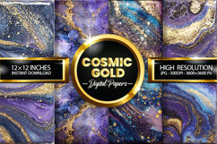 Cosmic Gold Digital Papers - 04 variations Product Image 1