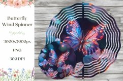 Holographic Butterfly Wind Spinner, Floral Wind Spinner PNG Product Image 1