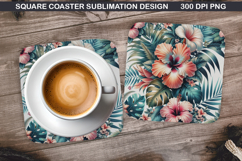 Flowers Coaster Sublimation, Spring Coaster PNG Design Product Image 1