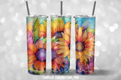 Pretty Alcohol Ink Sunflower Tumbler Wrap Sublimation Product Image 3
