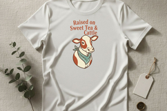 Raised on Sweet Tea &amp; Cattle Png Western Cowgirl Sublimation Product Image 2