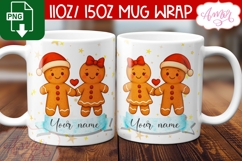 Cute Christmas mug wrap PNG, Gingerbread cookie mug template Product Image 2