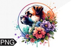 Dog Flowers Sublimation - Dog Clipart PNG Design Product Image 1
