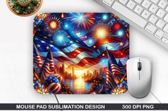 Fireworks Mouse Pad Sublimation, 4th Of July Mouse Pad PNG Product Image 1