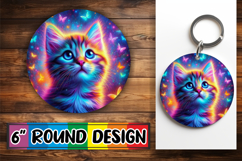 Cheerful Round Car Coaster PNG, Cat Product Image 1