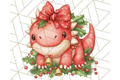 Christmas Dinosaur PNG Clipart, Cute Dino Holiday Art Png Product Image 3