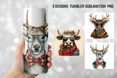 Christmas Animal Tumbler Wrap Sublimation Designs|Skinny Product Image 1