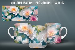 3D Flowers Mug Sublimation PNG Mug Wrap Product Image 3