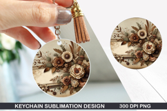 Flower Keychain Sublimation - Autumn Keychain PNG Design Product Image 1