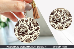 Flower Keychain Sublimation - Valentine Keychain PNG Design Product Image 1