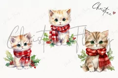 Watercolor Christmas Cats Clipart | Watercolor Christmas PNG Product Image 3
