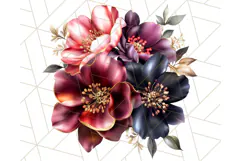 Gothic Floral PNG, Dark Aesthetic Flowers Clipart Print Product Image 3