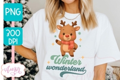 Winter Wonderland PNG, Cute reindeer sublimation design Product Image 1
