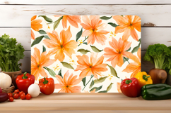 Watercolor Orange Floral Cutting Board | Cutting Board png Product Image 3