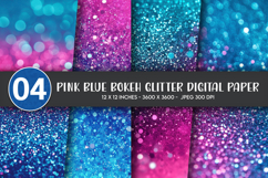 Pink Blue Bokeh Glitter Digital Paper Product Image 1