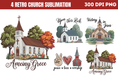 Retro Church Sublimation Bundle PNG Product Image 4