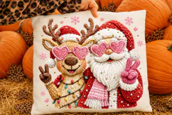 Crochet Santa and Reindeer Heart Glasses Sublimation Files Product Image 4
