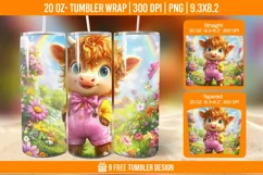 Highland Cow Tumbler Wrap Designs, Sublimation Wrap Product Image 1