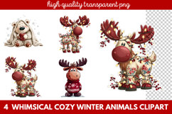 Whimsical Cozy Winter Animals Clipart | Cute Snowy Forest Product Image 1