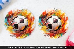 Soccer Ball Car Coaster - Coaster Sublimation Design Product Image 1