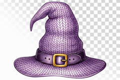 Knitted Purple Witch Hat Halloween Accessory PNG Product Image 1