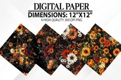 Halloween Flowers Digital Paper - Halloween Background Product Image 1