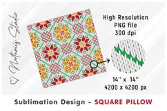 Cozy Christmas Knitted Design - Sublimation Square Pillow Product Image 2