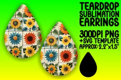 Summer Bloom Sublimation Teardrop Earring Design PNG Product Image 1