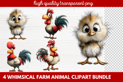 4 Whimsical Farm Animal Clipart | Cute Farm Animals PNG Set Product Image 1
