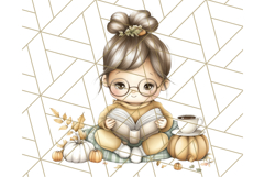 Pumpkin Spice Chibi Girls, Fall Accessories PNG, Cozy Autumn Product Image 3