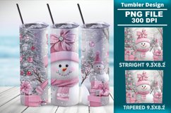 Pink Christmas snowman 20oz tumbler wrap design Product Image 1