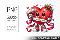 Cartoon Heart Character, Valentine&#039;s Day Clipart PNG Design Product Image 1