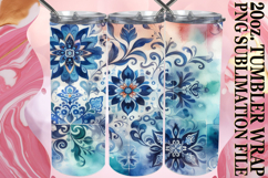 Serene nights 20oz tumbler wrap, Watercolor Pattern Product Image 1