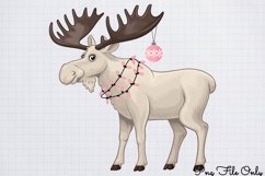 Cute Pink Christmas Watercolor Clipart PNG Product Image 1