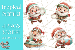 Tropical Santa Clipart Beach Christmas Clip Art Holiday PNG Product Image 1