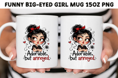 Funny Big-Eyed Girl 15oz Mug Wrap Sublimation PNG. Product Image 1