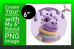 Fun Round Design Keychain Template , Cute Dino Product Image 1