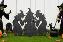 Halloween Witches Garden Stake Laser Cut | Glowforge | SVG Product Image 1