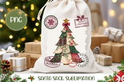 Patchwork Christmas Tree Santa Sack, Merry Christmas Bag Product Image 1
