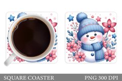 Cute Snowman Coaster Design. Cute Snowman Sublimation Product Image 1