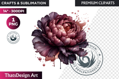 Moody Rose Gold &amp; Mauve Flowers PNG, Dark Romance Clipart Product Image 1