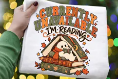 Cute Ghost Reading Books PNG, Autumn Bookworm Sublimation Product Image 3