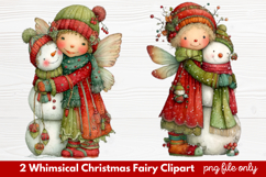 2 Whimsical Christmas Fairy Clipart | Cute Holiday Fairy PNG Product Image 1