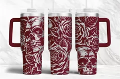 40oz Tumbler laser svg wrap| Halloween Vintage Skulls Roses Product Image 2
