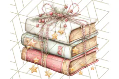 Christmas Book Clipart, Festive Reading PNG Illustrations Product Image 3