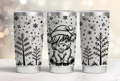 20 oz Tumbler laser svg|Christmas Baby Highland Cow wrap Product Image 1