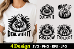 Rooster Deal With It Rise Now SVG PNG Product Image 1
