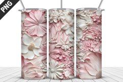 3D White Flowers Tumbler Wrap | Sublimation Design | Tumbler Product Image 1