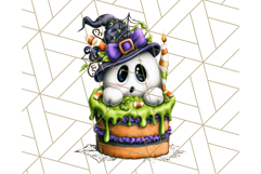Ghost Café PNG Clipart, Cute Ghost Baristas Halloween Treats Product Image 3