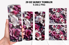 3D Flower Skinny Tumbler 20oz Wrap Design,Flowers Tumble PNG Product Image 1